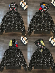 BAPE Shark Camo Full Zip Hoodie Black