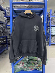 West Coast Choppers Skull Cross Dual‑Side Vintage Wash Pullover Hoodie Black