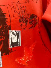 Play Hollywood Vintage‑Wash Red Cropped Oversized Hoodie