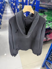 Play Hollywood Vintage‑Wash Black Cropped Oversized Hoodie