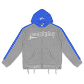 Roughplay Color‑Block Grey Blue Zip‑Up Hoodie