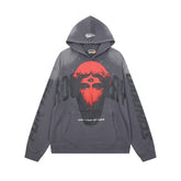 Roughplay Red Third‑Eye Statue Can’t Feel My Face Vintage Acid Wash Hoodie