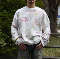 Play Hollywood Vintage‑Wash Cream Cropped Oversized Hoodie(副本)