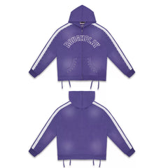 Roughplay Purple Side‑Stripe Zip‑Up Hoodie