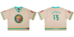 GodSpeed #13 Flame Skull V Neck Cropped Mesh Jersey