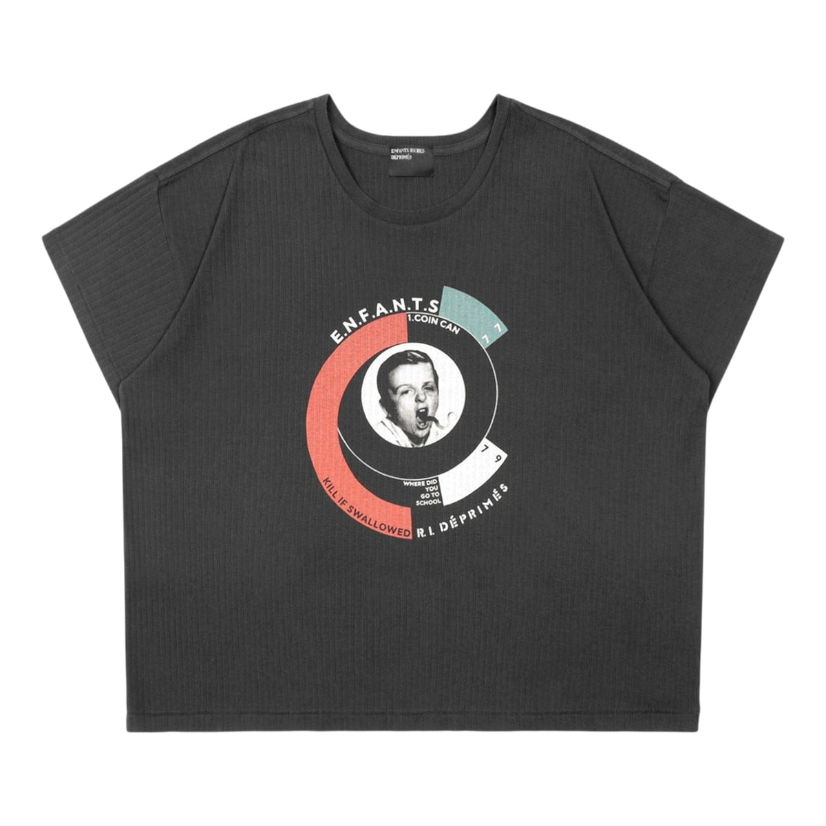 Enfants Riches Déprimés Snake Boy Logo Ribbed Short Sleeve Tee Shirt Faded Black Multi