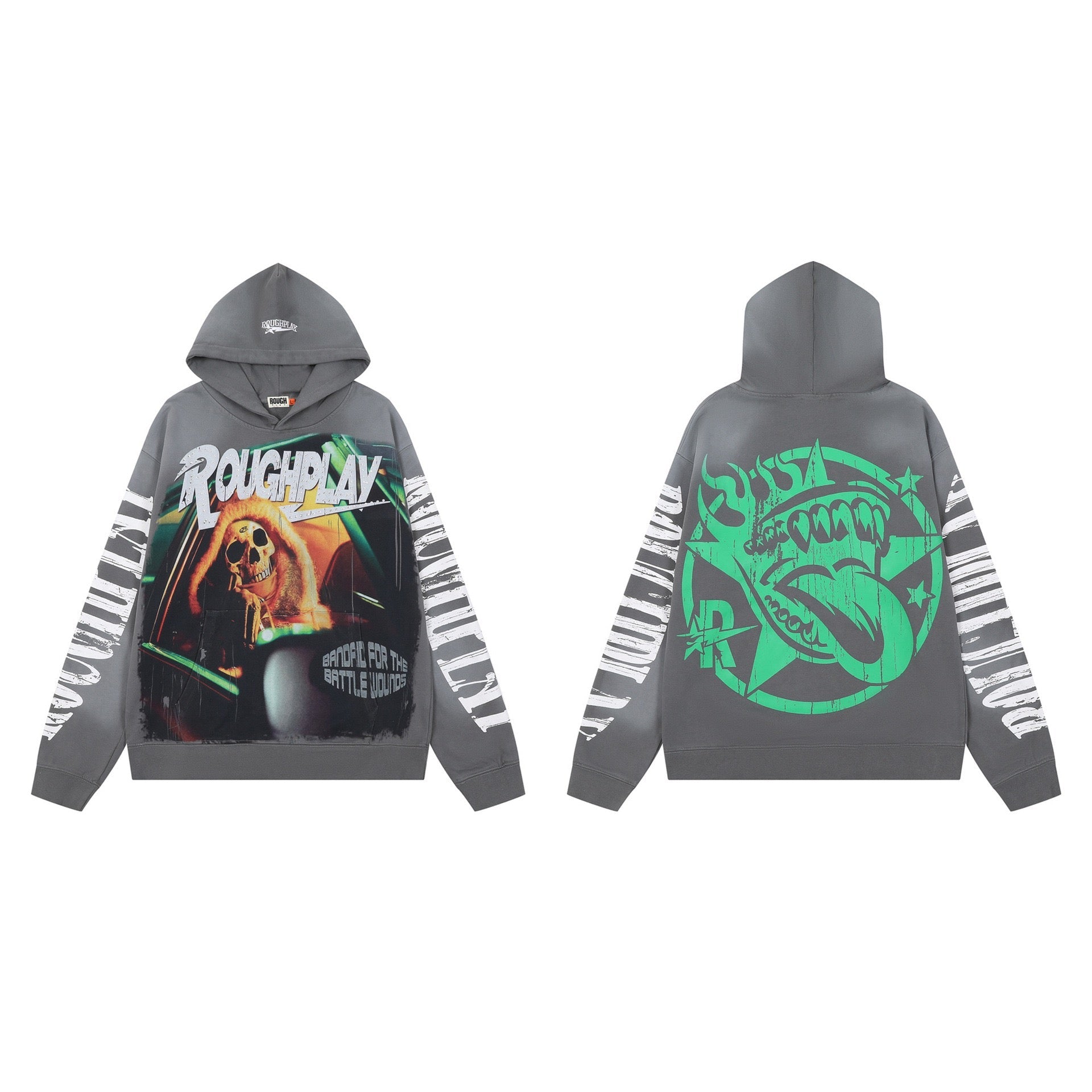 Men's Vintage Skeleton Graphic Oversized Hoodie – Streetwear Pullover Sweatshirt