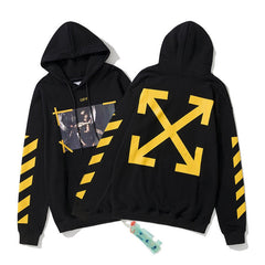 Off-White Black Yellow Arrow Graphic Hoodie