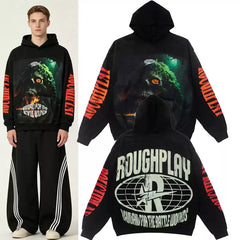 Roughplay Black Vintage Washed Oversized Hoodie