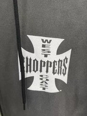 West Coast Choppers Cross Logo Sleeve‑Print Vintage Wash Zip‑Up Hoodie