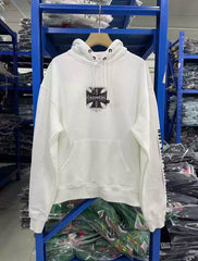 West Coast Choppers Front‑Back‑Sleeve Cross‑Logo Pullover Hoodie Off‑White