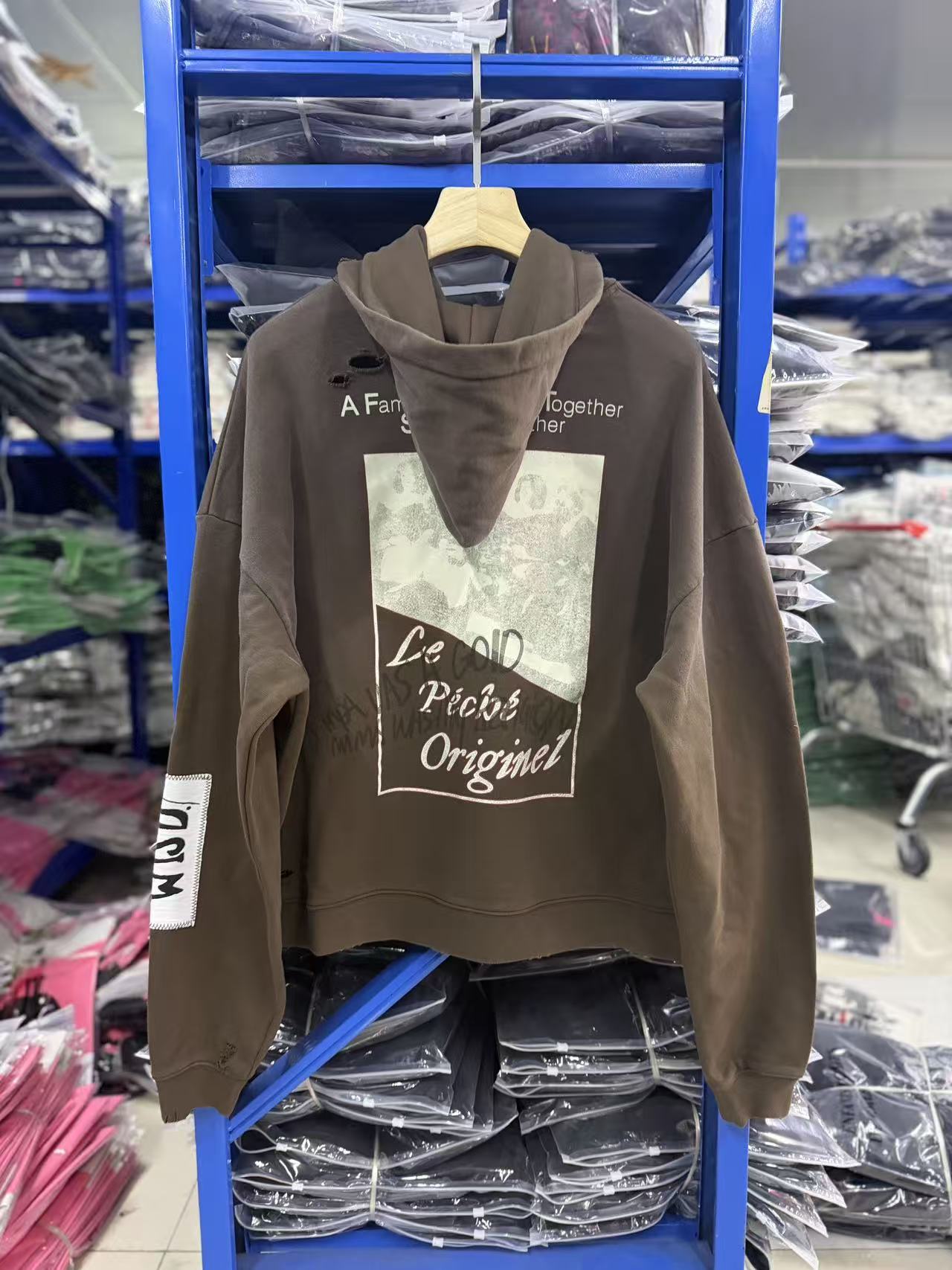 Play Hollywood Vintage‑Wash Brown Cropped Pullover Oversized Hoodie