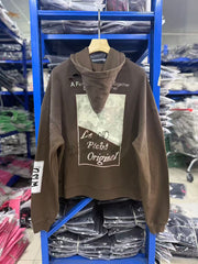 Play Hollywood Vintage‑Wash Brown Cropped Pullover Oversized Hoodie