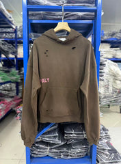 Play Hollywood Vintage‑Wash Brown Cropped Oversized Hoodie