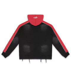Roughplay Black Red Color‑Block Zip‑Up Hoodie