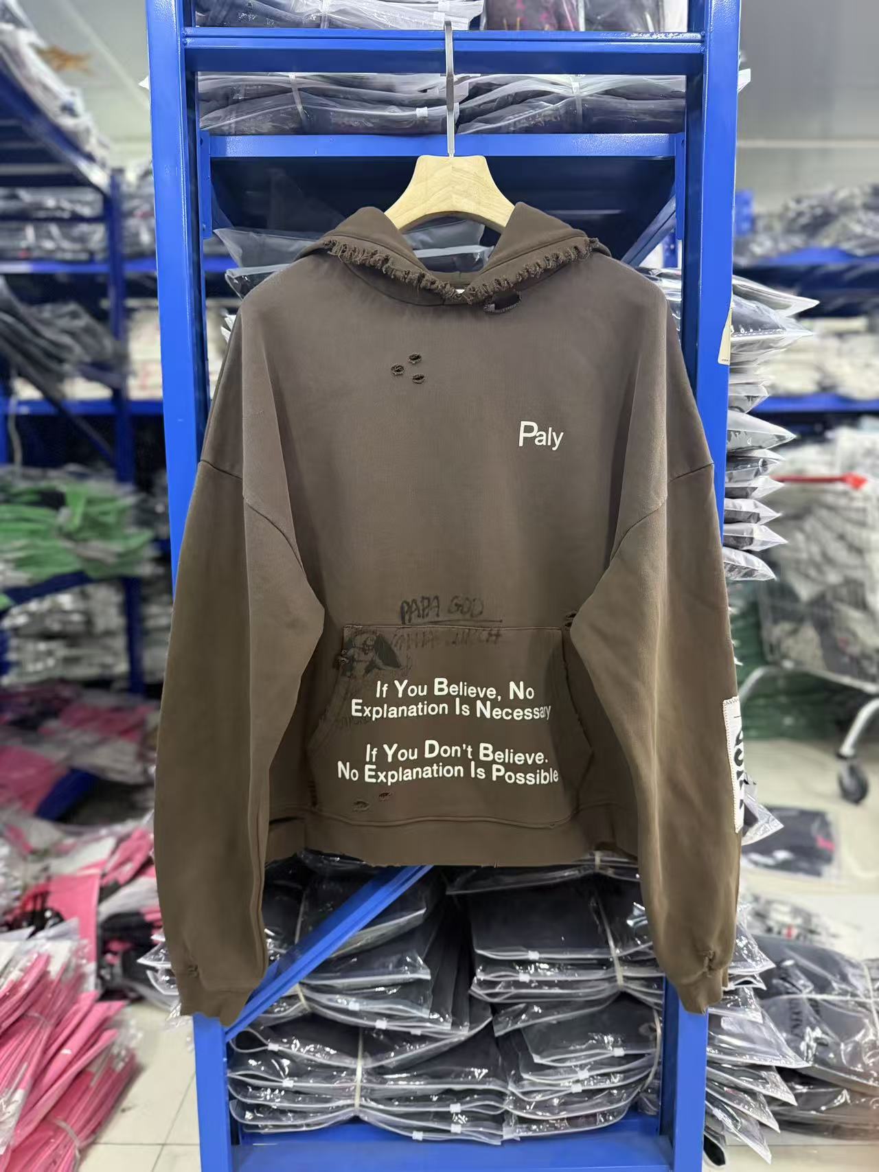 Play Hollywood Vintage‑Wash Brown Cropped Pullover Oversized Hoodie