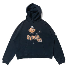 Play Hollywood Vintage‑Wash Black Cropped Hoodie