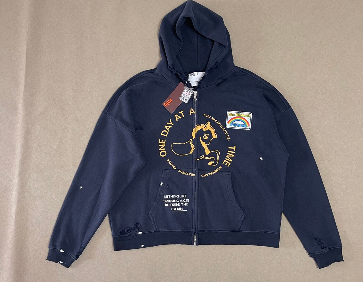 Play Hollywood Vintage‑Wash Navy Blue Oversized Hoodie