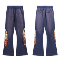 Who Decides War Flame Stained Glass Sweatpants - Deep Blue/Purple Wash