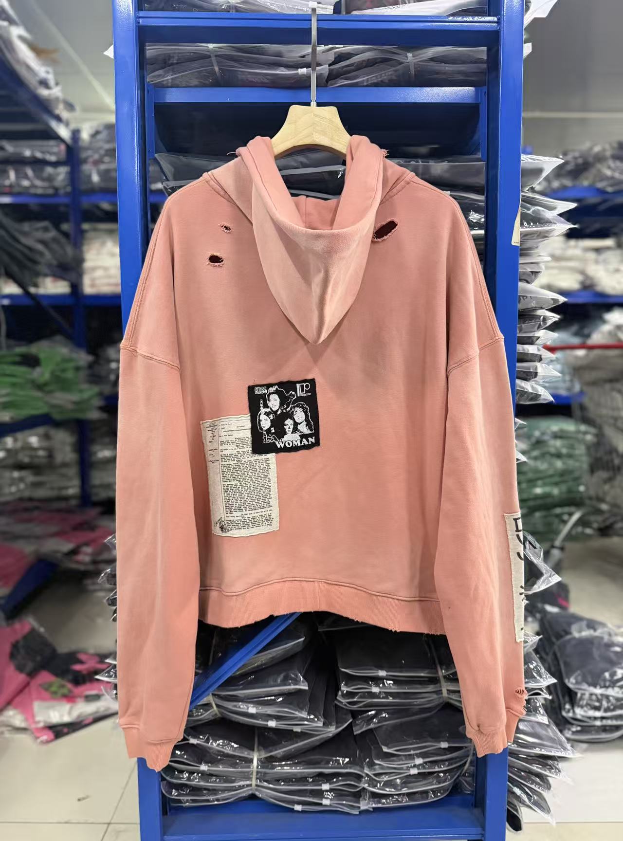 Play Hollywood Vintage‑Wash Pink Zip‑Up Oversized Hoodie