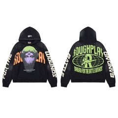ROUGHPLAY Can't Feel My Face Graphic Oversized Hoodie – Vintage Washed Streetwear Pullover